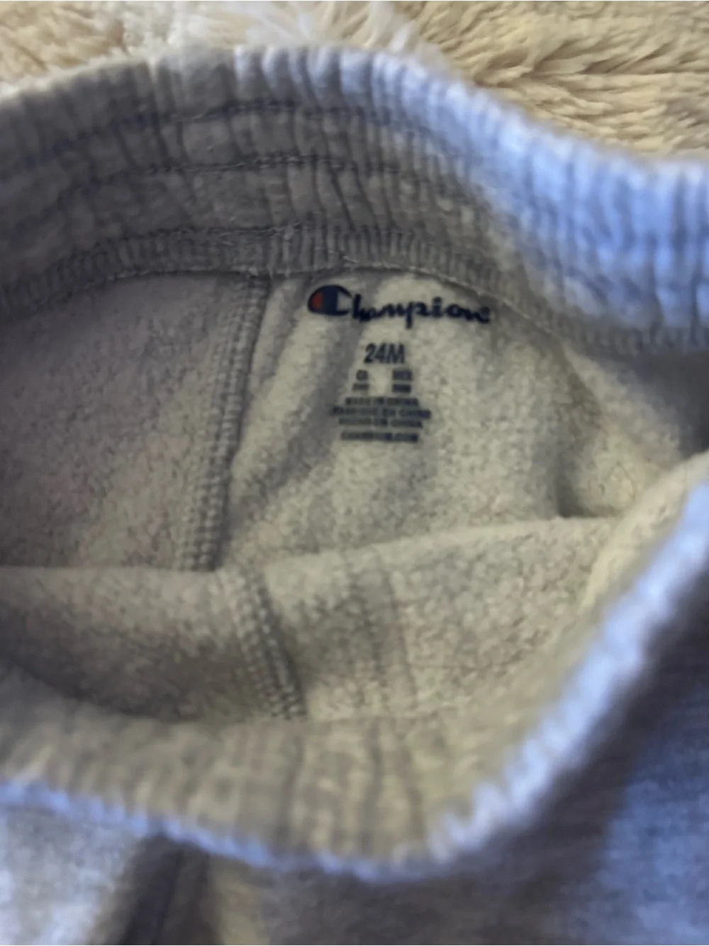 Champion Grey Kids Logo Joggers with Navy & Red Accents